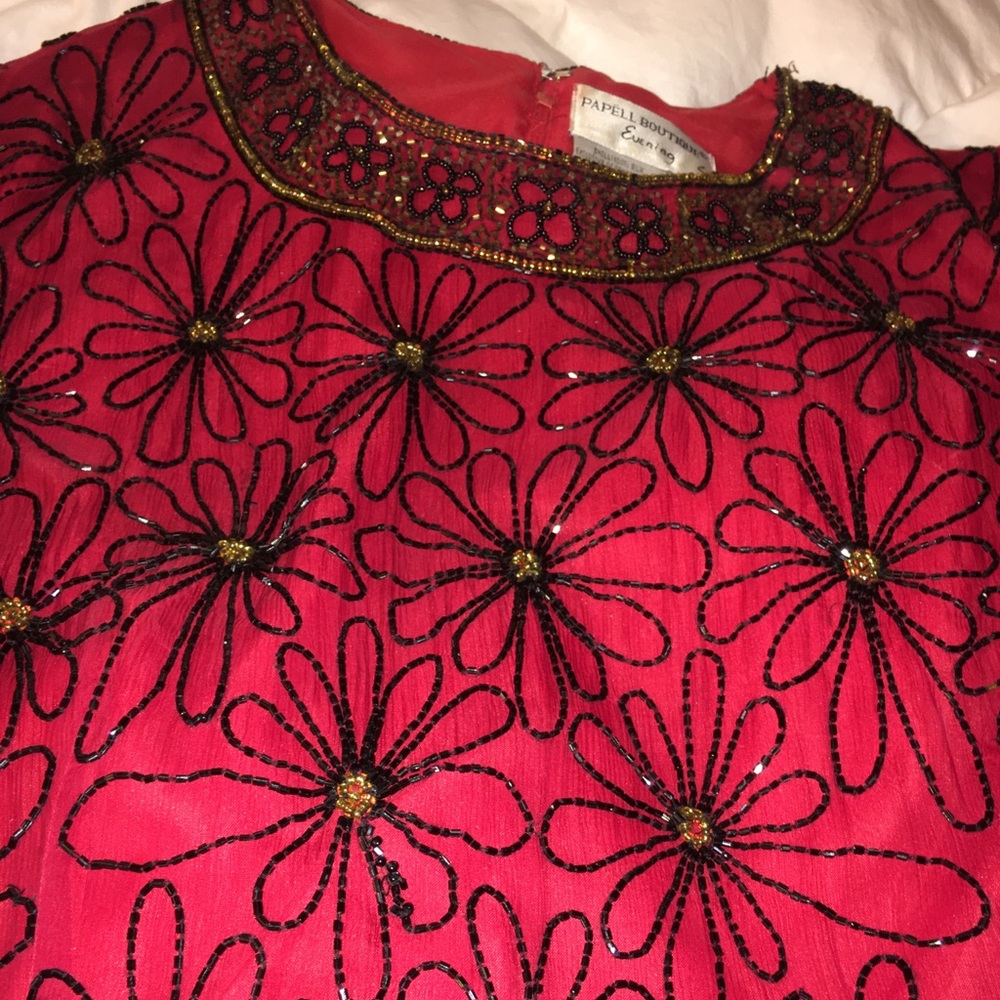 Vintage 80s Papell Silk fully beaded Top